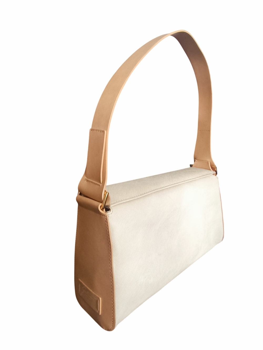 Vintage Gattinoni Fortune Cream Saffiano Leather Shoulder Bag Italy CBK Style